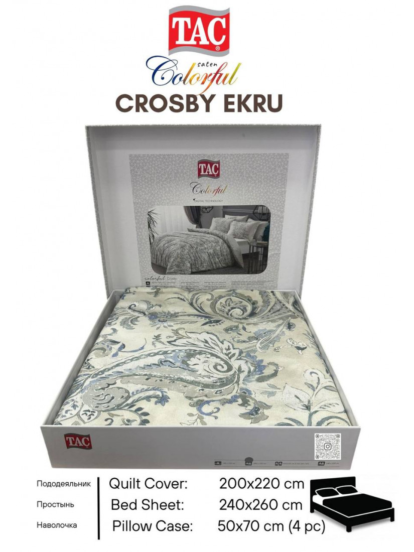 Tac Saten Colorful Crosby ekru | Постельное белье сатин-Digital
